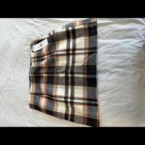 Plaid Mini Skirt in Black and Tan